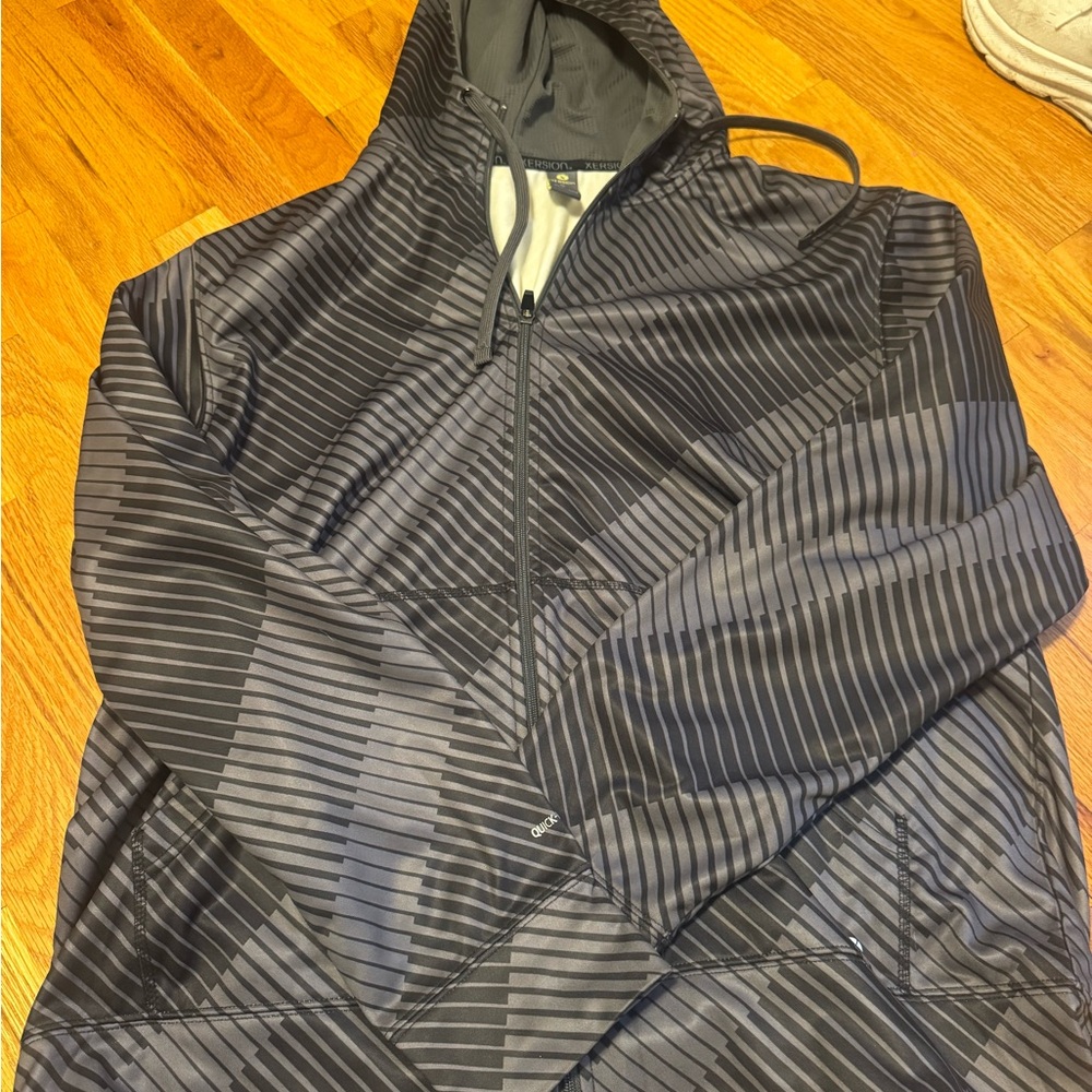 🏆 Xersion Charcoal and Black Striped Jacket